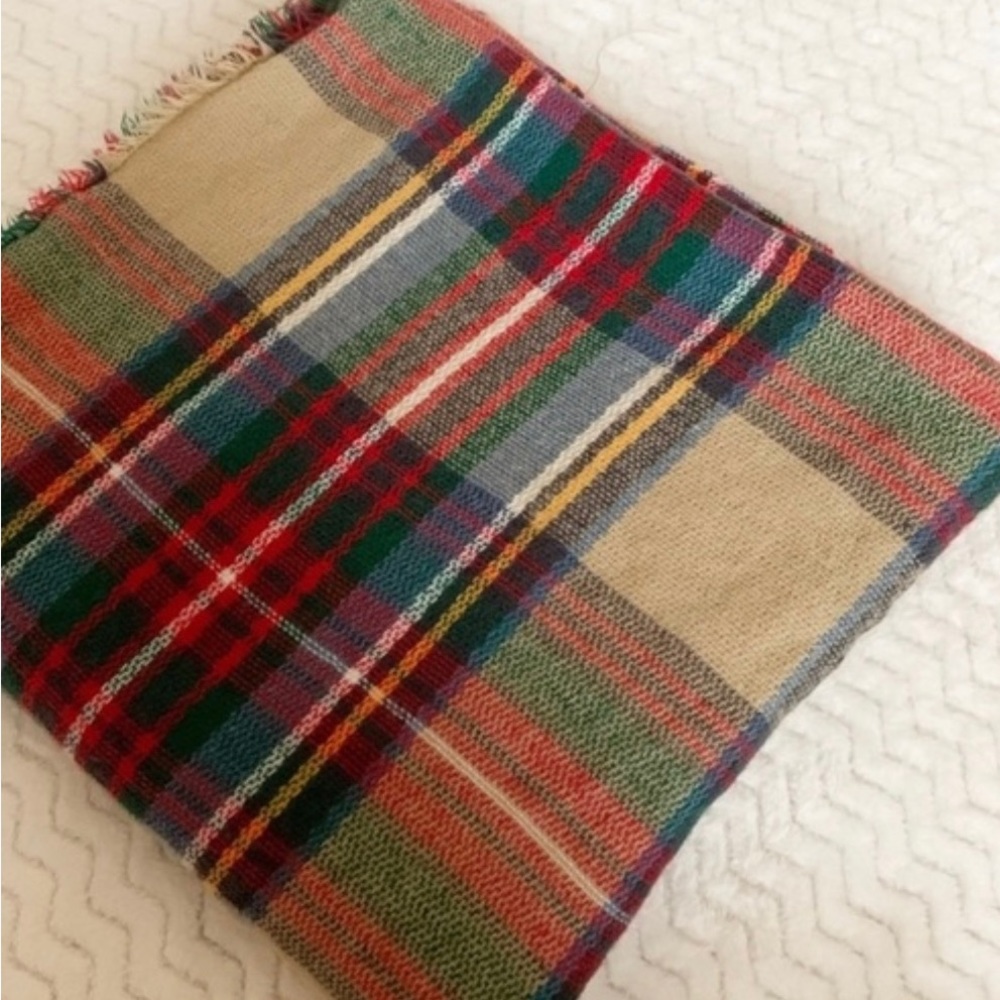 PLAID FRINGE BLANKET SCARF